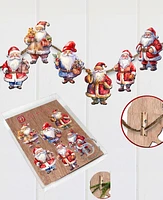 Designocracy Santa Christmas Wooden Clip-On Ornaments Set of 6 G. DeBrekht