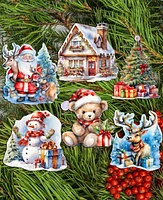 Designocracy Christmas is Here Christmas Wooden Clip-On Ornaments Set of 6 G. DeBrekht