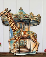 Designocracy Carousel Giraffe Christmas Wooden Door Decor Wall Decor G. DeBrekht