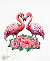 Designocracy Holiday Wall Decor Door Decor Flamingos in Love Wooden G. DeBrekht