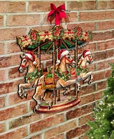 Designocracy Christmas Carousel Christmas Wooden Wall Decor Door Decor G. DeBrekht