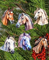 Designocracy Holiday Wooden Clip-On Ornaments Horses Set of 6 G. DeBrekht