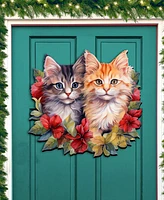 Designocracy Cute Kittens Christmas Wooden Door Hanger Door Decor G. DeBrekht