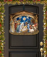 Designocracy The Birth of Jesus Nativity Scene Christmas Wooden Door Hanger Door Decor G. DeBrekht