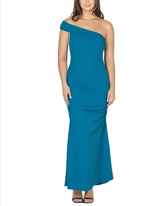 24seven Comfort Apparel Women's Party One Shoulder Rouched Maxi Dress -  ShopStyle