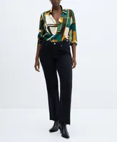 Mango Women's Geometric Print Satin Shirt