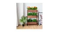 3-Tier Raised Garden Bed with Detachable Ladder and Adjustable Shelf