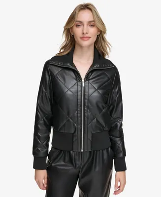 Calvin Klein Women's Quilted Faux-Leather Jacket