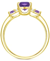 Amethyst (1-1/2 ct. t.w.) & Lab-Grown White Sapphire (1/20 Statement Ring 14k Gold-Plated Sterling Silver (Also Additional Gemstones)