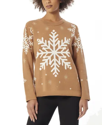 Jones New York Women's Snowflake Crewneck Sweater