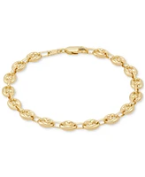 Men's Polished Mariner Link Chain Bracelet in 10K Gold