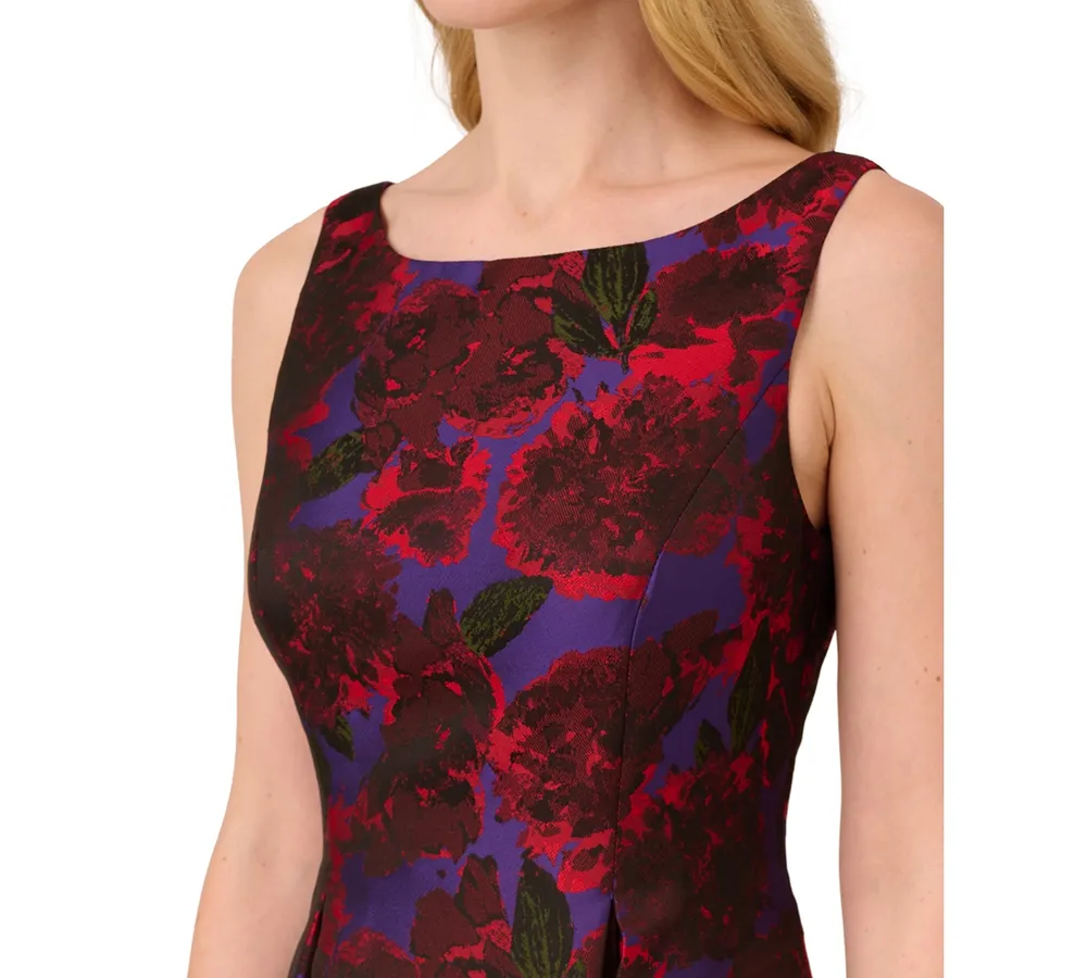 Adrianna Papell Women's Jacquard Tea-Length Dress