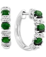 Effy Emerald (1-1/6 ct. t.w.) & Diamond (1/20 Extra Small Hoop Earrings Sterling Silver, 0.33" (Also available Ruby and Sapphire)