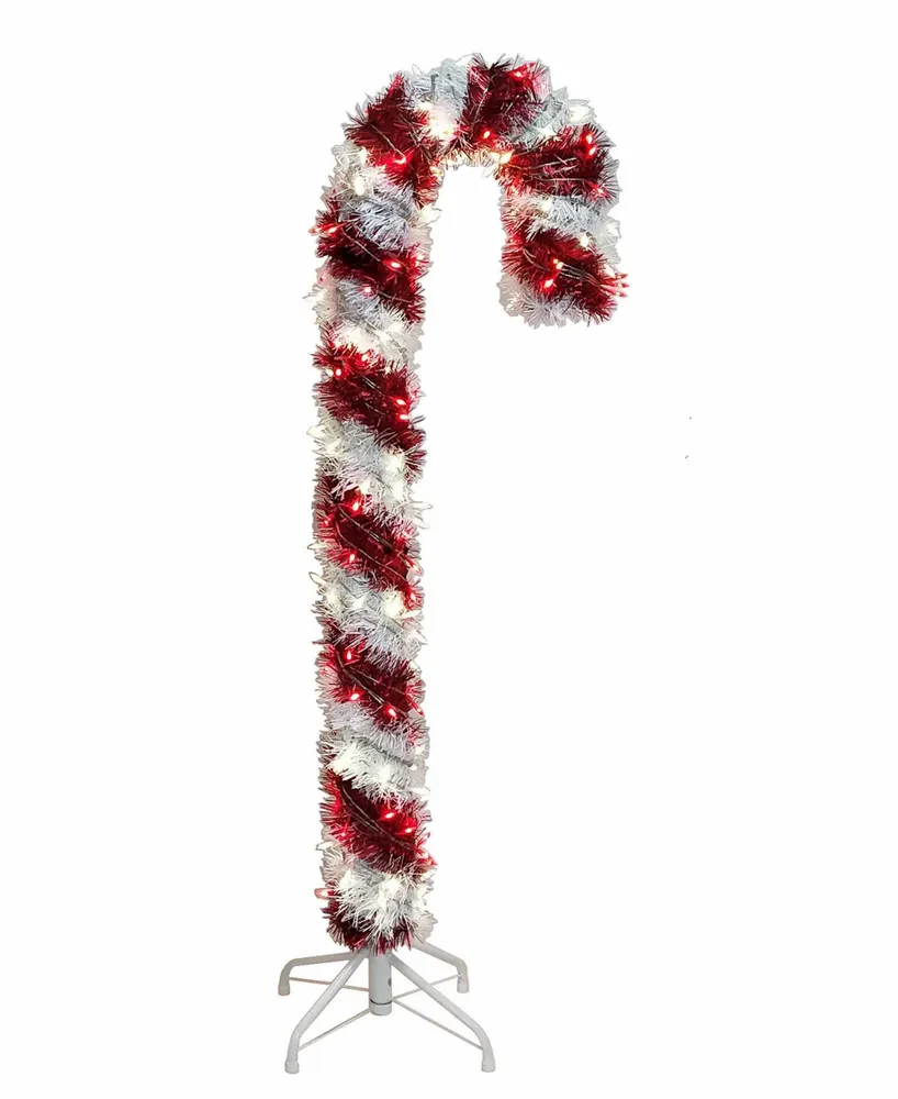 Kurt Adler 4' Pre-Lit Led Tinsel Candy Cane