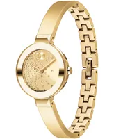 Movado Women's Bold Bangles Swiss Quartz Ionic Plated Light Gold-Tone 2 Steel Watch 28mm - Gold