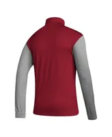 Men's adidas Red, Heathered Gray Louisville Cardinals Team Aeroready Half-Zip Top