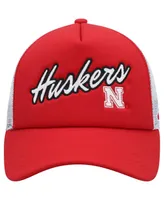 Men's adidas Scarlet Nebraska Huskers Script Trucker Snapback Hat