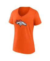 Women's Fanatics Russell Wilson Orange Denver Broncos Player Icon Name and Number V-Neck T-shirt