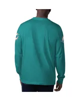 Men's Starter Aqua Miami Dolphins Clutch Hit Long Sleeve T-shirt