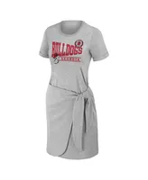 Women's Wear by Erin Andrews Heather Gray Georgia Bulldogs Knotted T-shirt Dress