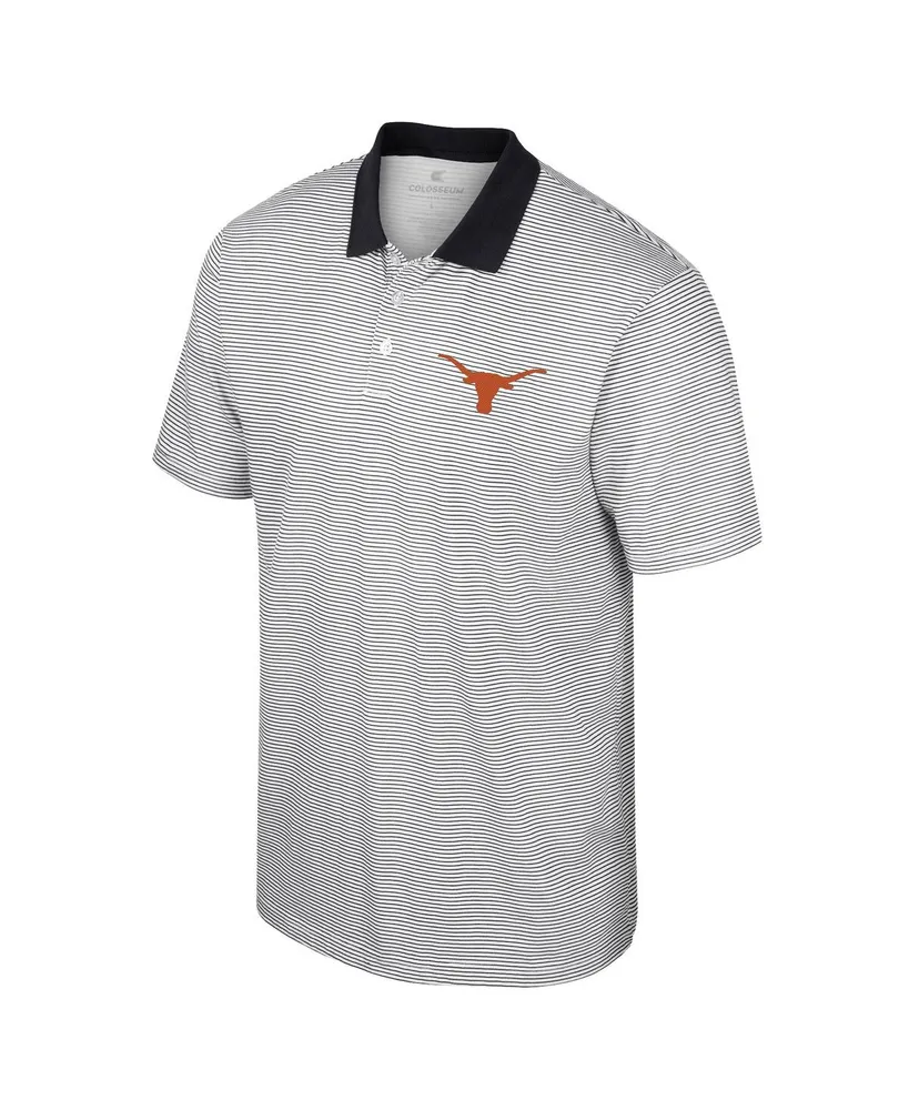 Men's Colosseum White Texas Longhorns Print Stripe Polo Shirt