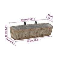 vidaXL Balcony Planter 2 pcs Wicker with Pe Lining 23.6"