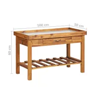 vidaXL Garden Work Bench with Zinc Top Solid Acacia Wood