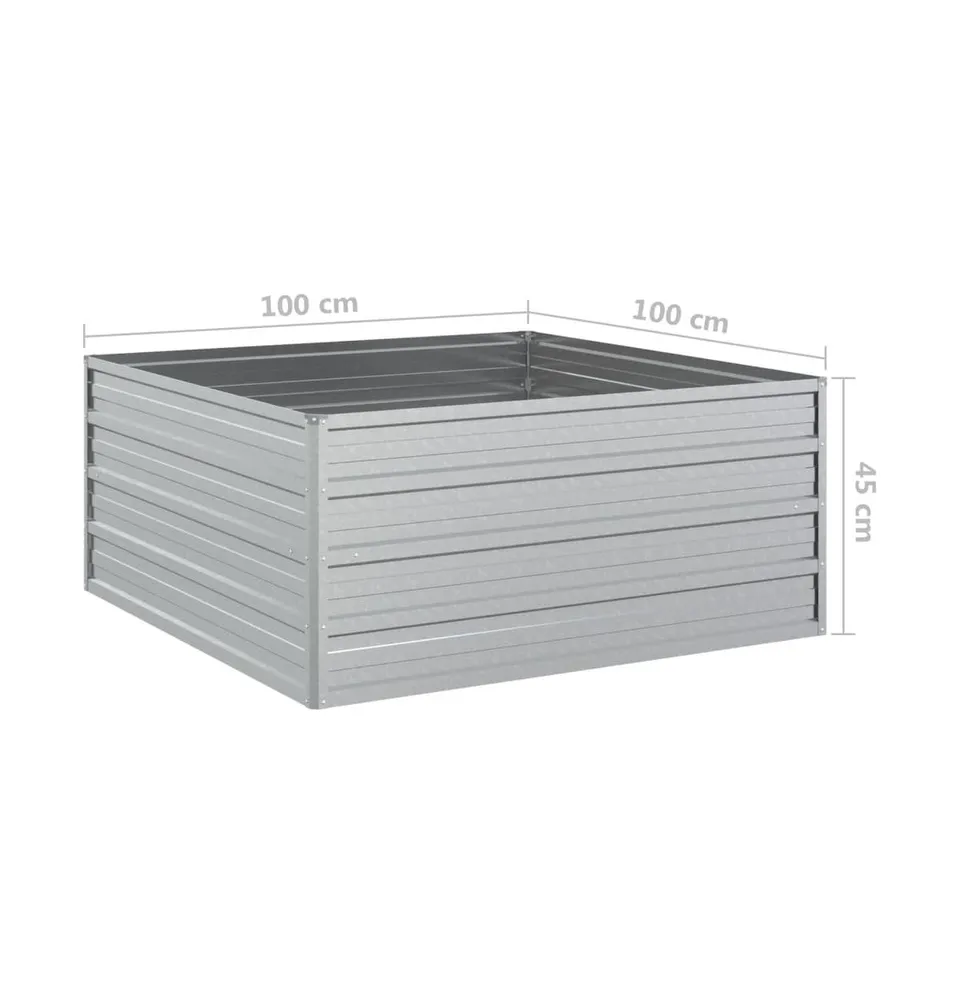vidaXL Garden Raised Bed 39.4"x39.4"x17.7" Galvanized Steel Silver