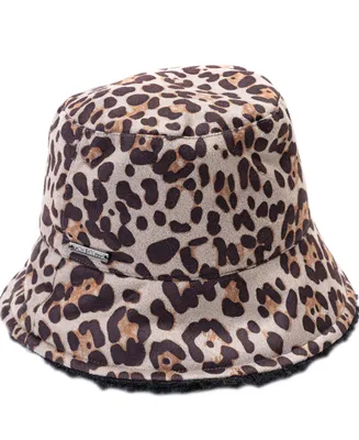 Vince Camuto Reversible Faux Suede and Leopard Printed Bucket Hat