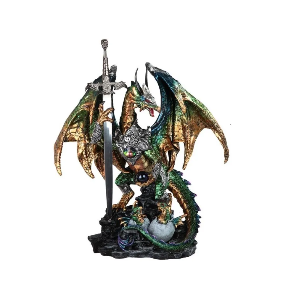 Fc Design 15.5H Green Dragon with Sword Statue Fantasy Decoration