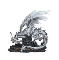 Fc Design 20"W Medieval White Dragon with Treasure Chest Statue Fantasy Decoration Figurine Large Sculpture Home Decor Perfect Gift for House Warming,