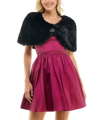 Bcx Juniors' Faux-Fur Brooch Bolero