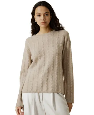 Lilysilk Women's Semi-Sheer Cable-knit Sweater