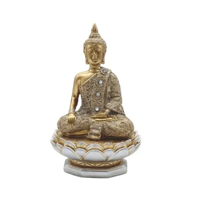 Fc Design 6"H Earth Touching Buddha on Lotus Seat in Gold and Silver Statue Feng Shui Decoration Religious Figurine Home Decor Perfect Gift for House