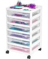 Iris Usa Fits 12" x 12" Paper, 6-Tier Scrapbook Rolling Storage Cart with Organizer Top for Papers Vinyl Tools Office Art and Craft Supplies, Yarn, Wh