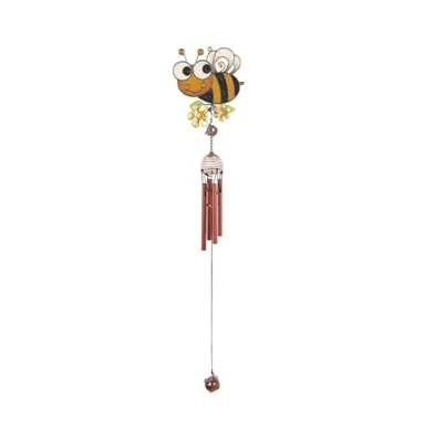 Fc Design 31" Long Yellow Bee Wind Chime with Copper Gem Home Decor Perfect Gift for House Warming, Holidays and Birthdays
