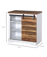 Homcom Wooden Accent Side Cabinet/Farmhouse Buffet Table with Sliding Barn Door