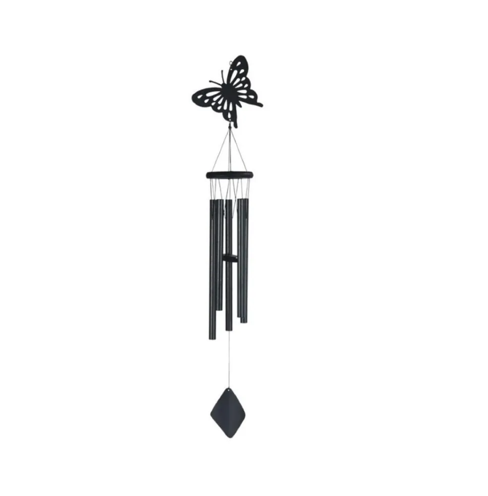 41" Long Black Butterfly Wood/Metal Silhouette Wind Chime