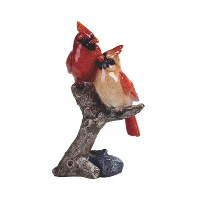 Fc Design 8"H Red Northern Cardinal Couple Standing on Tree Trunk Statue Wild Animal Decoration Figurine Home Decor Perfect Gift for House Warming, Ho