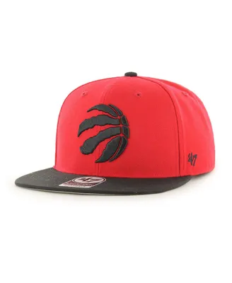 Men's '47 Brand Red, Black Toronto Raptors Two-Tone No Shot Captain Snapback Hat