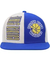 Men's Mitchell & Ness Cream, Royal Golden State Warriors Hardwood Classics Pop Snapback Hat