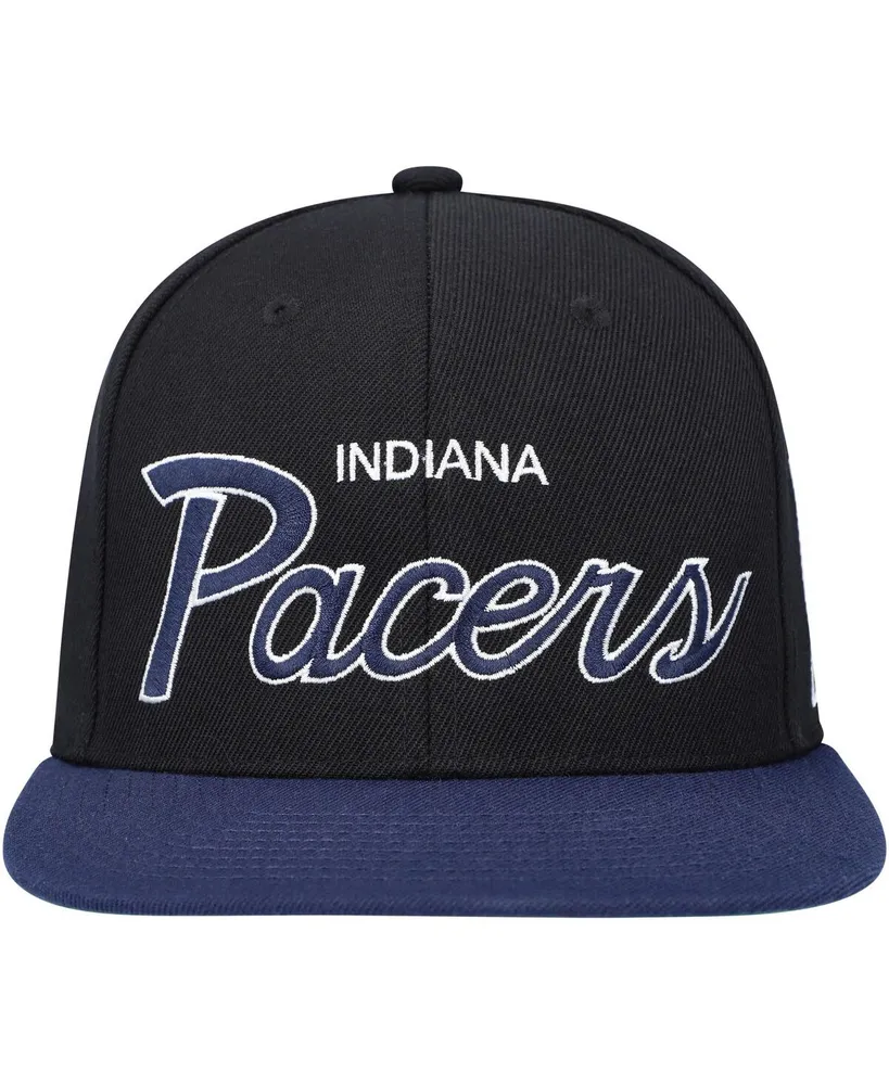 Men's Mitchell & Ness Black Indiana Pacers Hardwood Classics Mvp Team Script 2.0 Snapback Hat