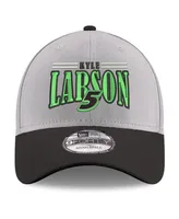 Men's New Era Gray, Black Kyle Larson 9FORTY Name and Number Adjustable Hat