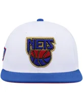 Men's Mitchell & Ness White, Blue New Jersey Nets Hardwood Classics 50th Anniversary Snapback Hat