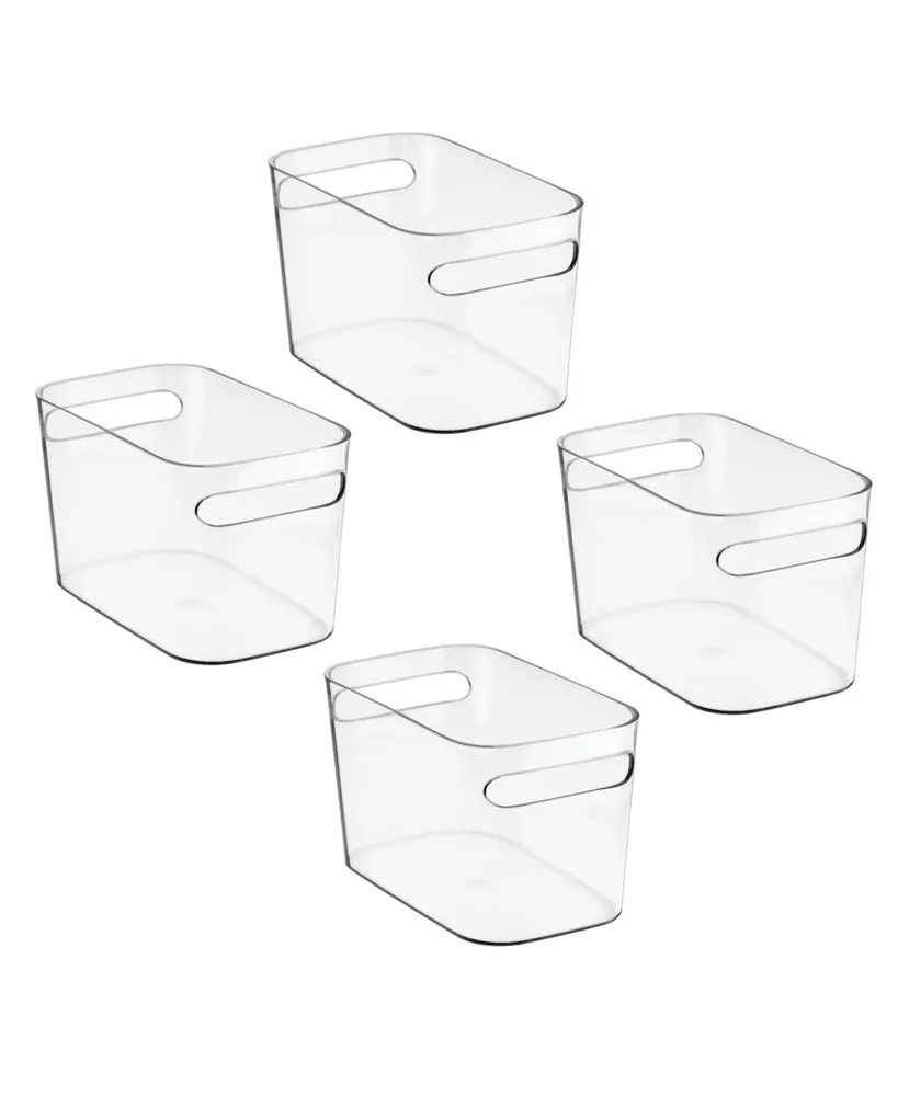 mDesign Deep Plastic Bathroom Storage Bin with Handles, 10" Long, 4 Pack - Clear