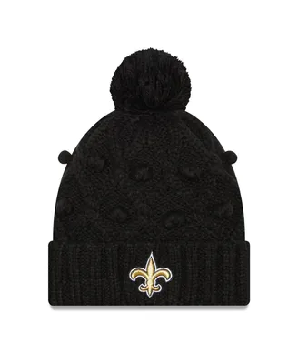Women's New Era Black New Orleans Saints Toasty Cuffed Knit Hat with Pom