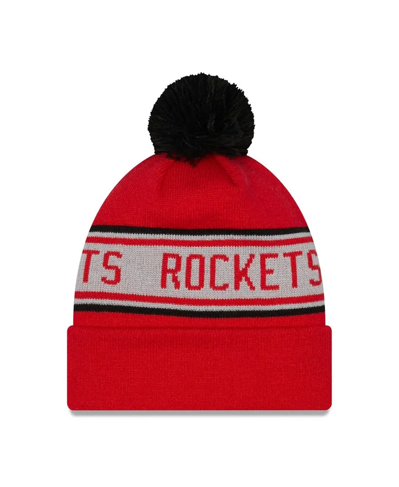 Men's New Era Red Houston Rockets Repeat Cuffed Knit Hat with Pom