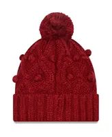 Big Girls New Era Burgundy Washington Commanders Toasty Cuffed Knit Hat with Pom