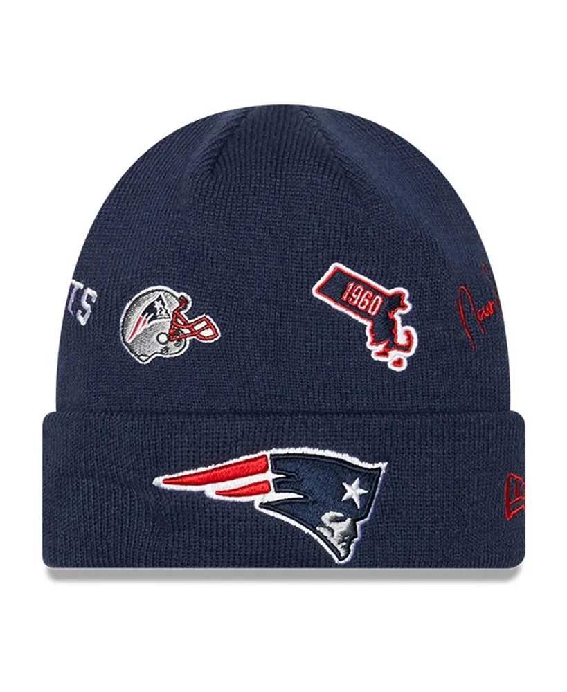 Big Boys and Girls New Era Navy New England Patriots Identity Cuffed Knit Hat