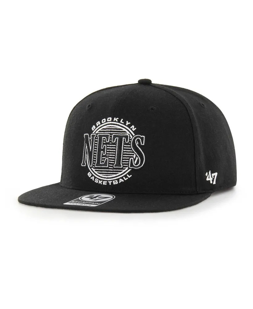 Men's '47 Brand Black Brooklyn Nets High Post Captain Snapback Hat